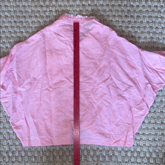 Gallego Desportes Orange Linen blend Button-Up Shirt stand Up collar 3/4 Sleeve - Picture 9 of 12